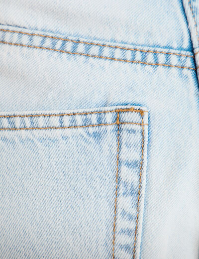 Jeans wide leg taille haute denim bleach femme