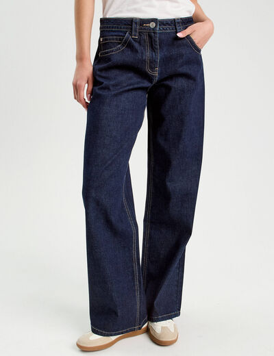 Jeans droit taille basse denim brut femme