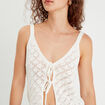 Crop-top ajouré et noué ecru femme