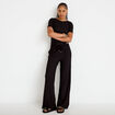 Pantalon large taille standard noir femme