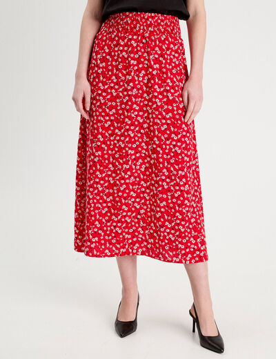 Jupe longue fluide rouge femme