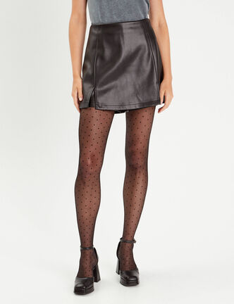 Jupe-short ajustée simili cuir noir femme