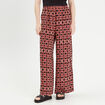 Pantalon large fluide rouge femme