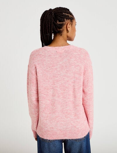 Gilet ample manches longues rose clair femme