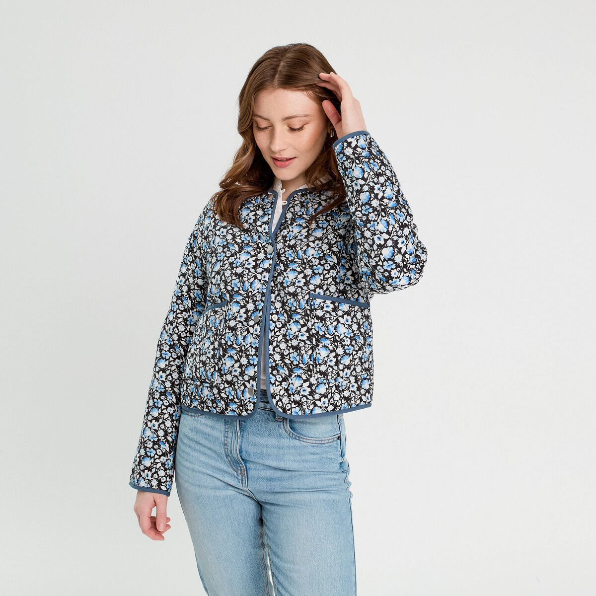 Veste matelassée boutonnée noir femme