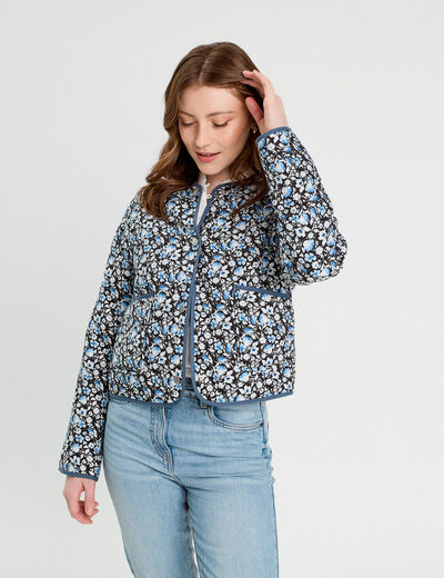 Veste matelassée boutonnée noir femme