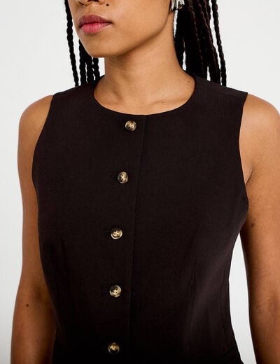 Gilet ajust&eacute; sans manches col rond noir femme