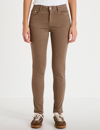 Jeans slim 5 poches taupe femme