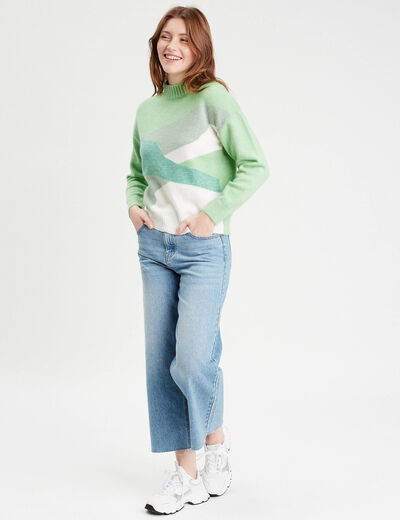 Pull col montant multicolore femme