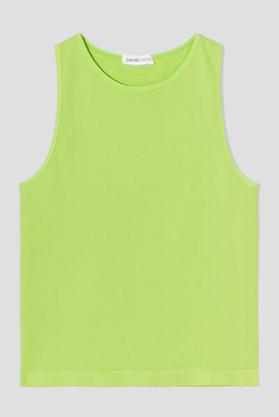 Débardeur crop top vert anis femme