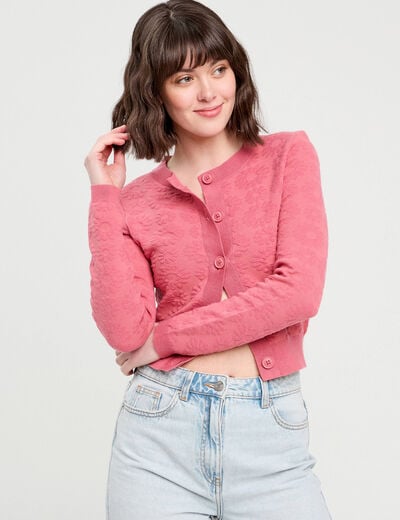 Gilet manches longues vieux rose femme