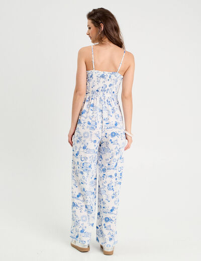 Combinaison pantalon bretelles bleu roi femme