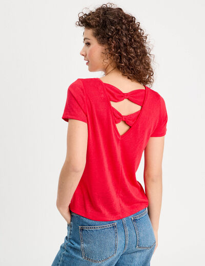 T-shirt noeuds dos rouge femme