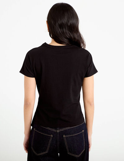 T-shirt ceintur&eacute; noir femme