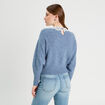 Pull col claudine dentelle bleu femme