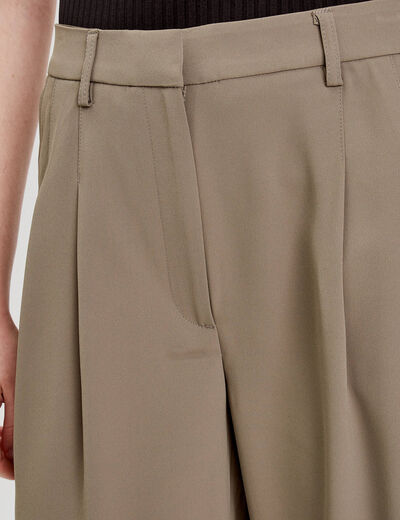 Pantalon large à pinces vert kaki femme