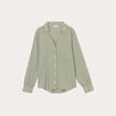 Chemise manches longues contenant du lin vert kaki femme