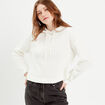 Sweat &agrave; capuche ecru femme