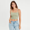 Bandeau smock&eacute; cropped vert femme