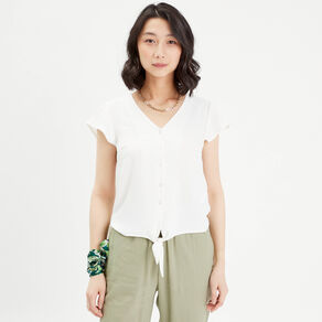 Blouse manches courtes ecru femme
