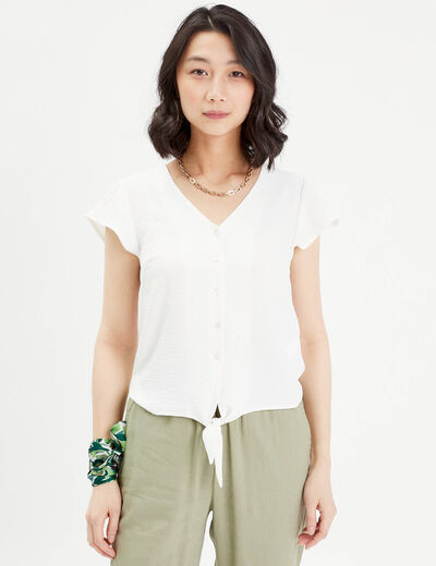 Blouse manches courtes ecru femme
