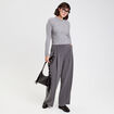 Pull ajust&eacute; col rond manches longues gris fonc&eacute; femme