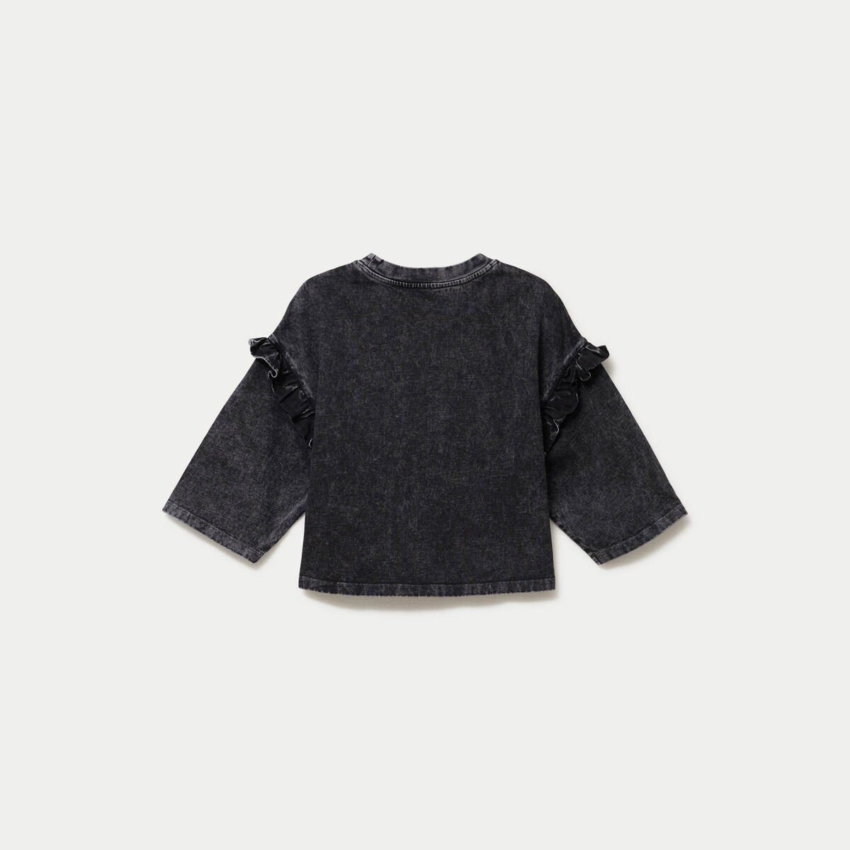 T-shirt oversize court manches longues gris fonc&eacute; femme
