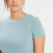 T-shirt cintré cropped bleu gris femme
