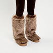 Gu&ecirc;tres en fausse fourrure sable femme