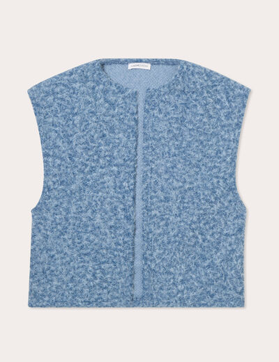 Gilet fausse fourrure bleu clair femme