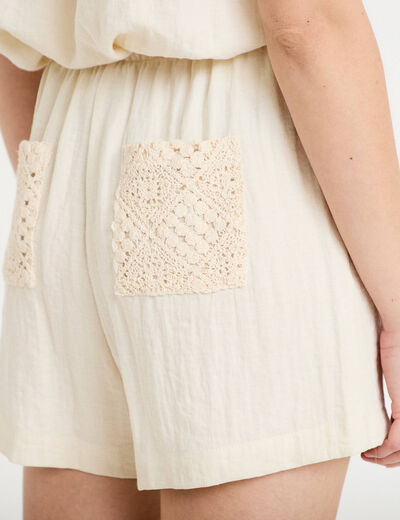 Short coupe flare ecru femme