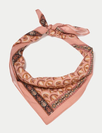 Foulard satin&eacute; soyeux vieux rose femme