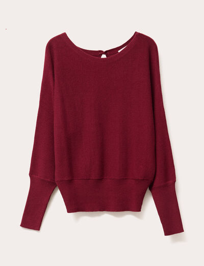 Pull manches chauves-souris rouge foncé femme
