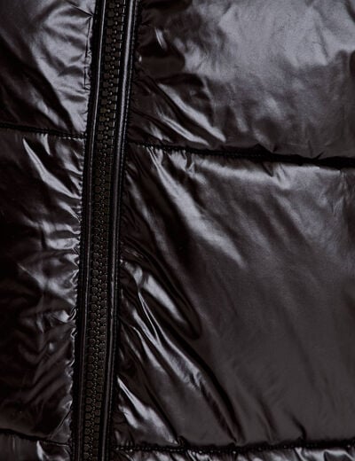 Doudoune col montant bas resserr&eacute; noir femme
