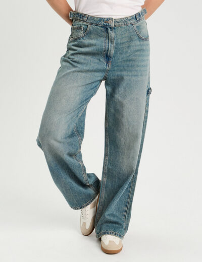 Jeans large avec pattes denim dirty femme