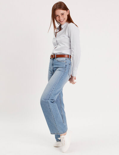 Jeans wide leg taille haute denim double stone femme