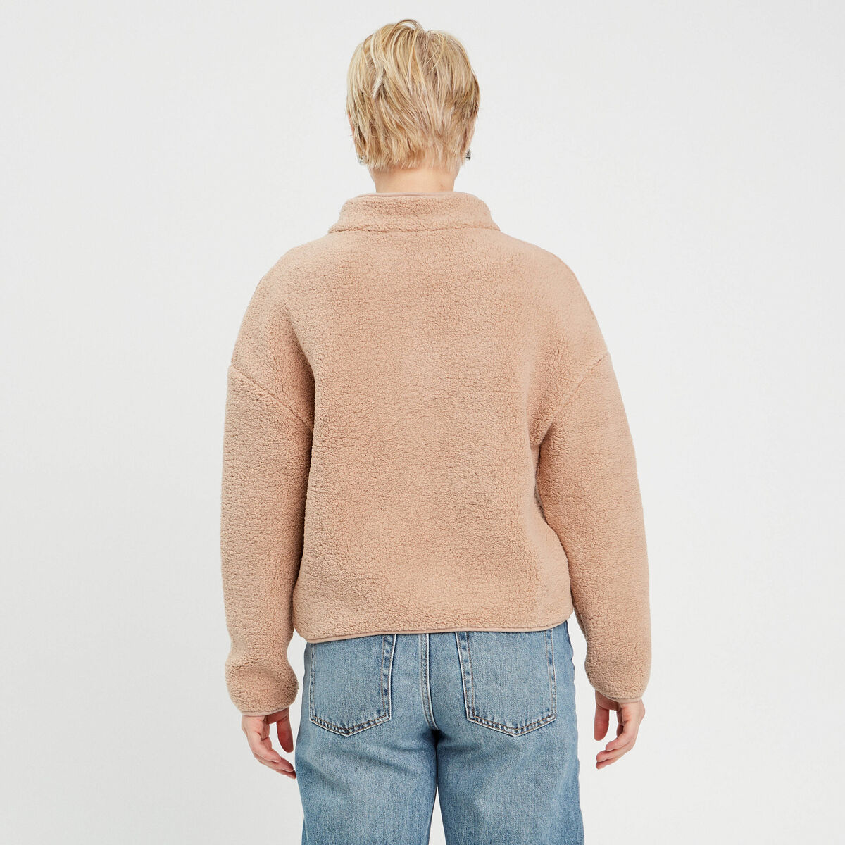 Sweat effet polaire beige femme