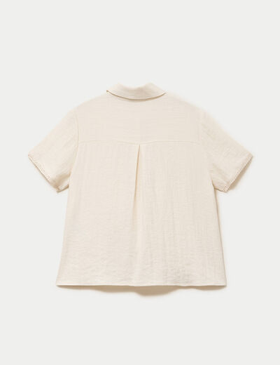 Chemise col classique manches courtes ecru femme