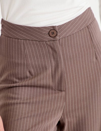 Pantalon large taille haute taupe femme