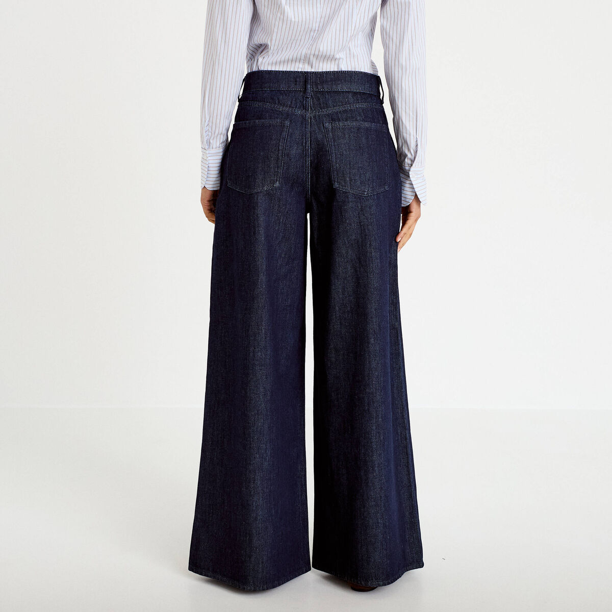 Jean wide leg taille haute denim brut femme