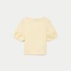 T-shirt col rond manches courtes jaune pastel femme