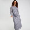 Robe longue ajust&eacute;e fronces bleu gris femme