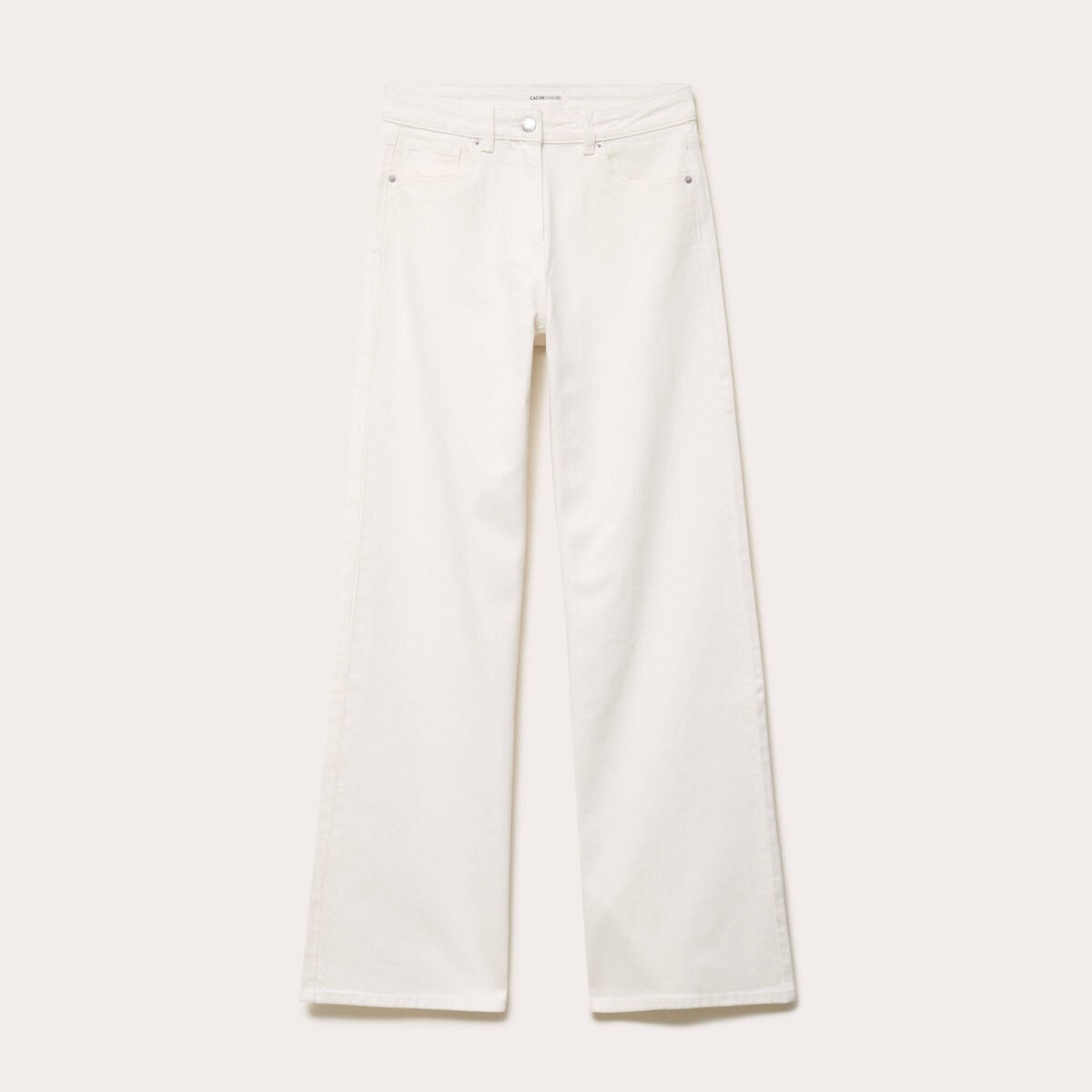 Jeans wide leg taille haute denim blanc femme