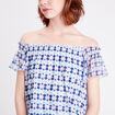 T-shirt manches courtes smocké bleu foncé femme