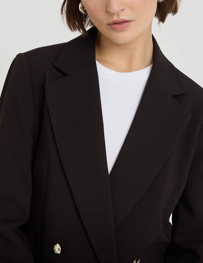 Blazer col tailleur manches longues noir femme