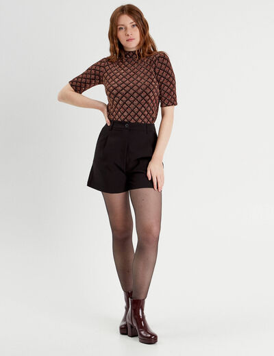 T-shirt col montant bordeaux femme