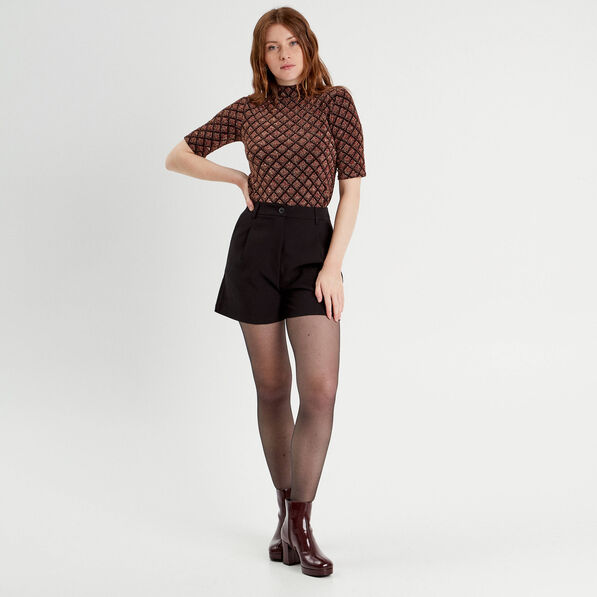 T-shirt col montant bordeaux femme