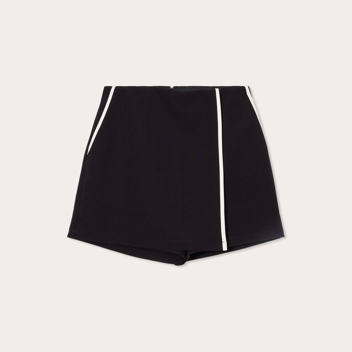 Jupe-short droite stretch noir femme