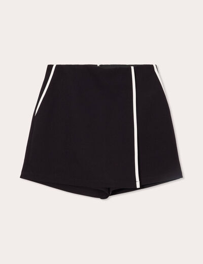 Jupe-short droite stretch noir femme