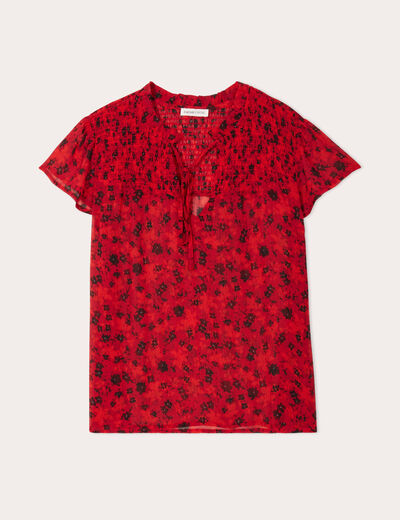 Blouse manches courtes rouge femme